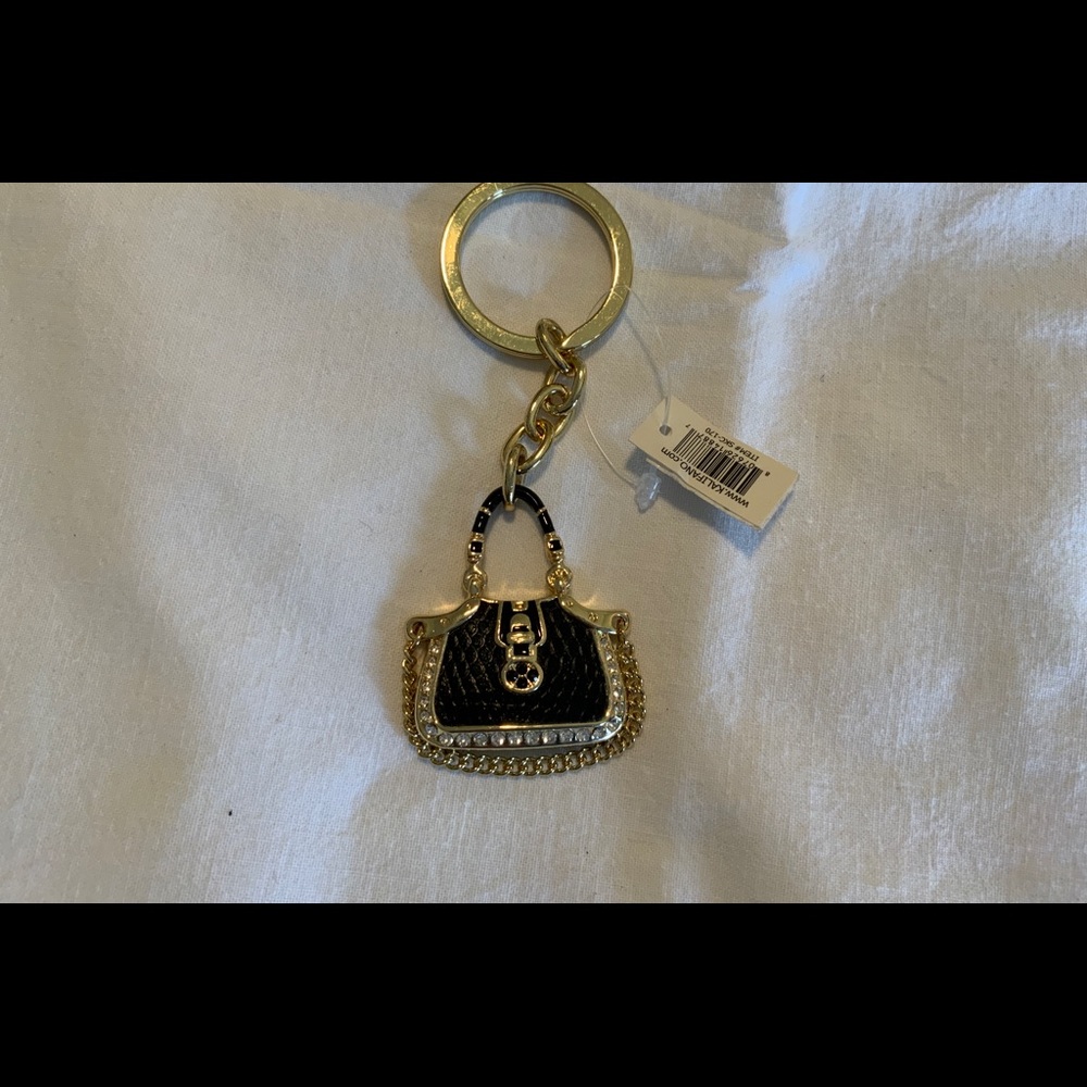 KALIFANO BLACK & gold handbag keychain. New.